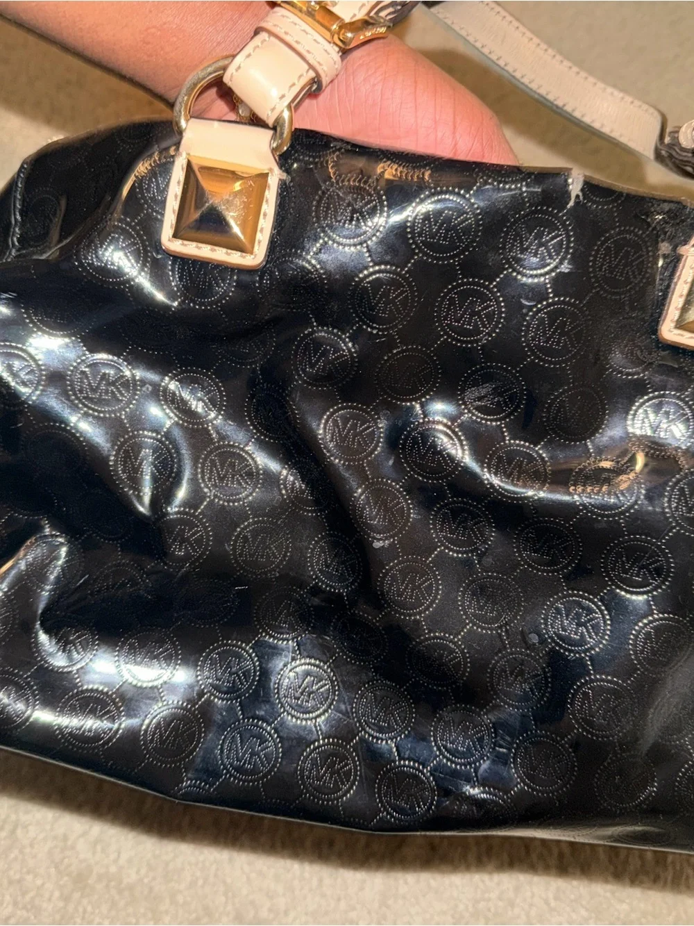 Michael Kors Black Patent Satchel Gold Hardware